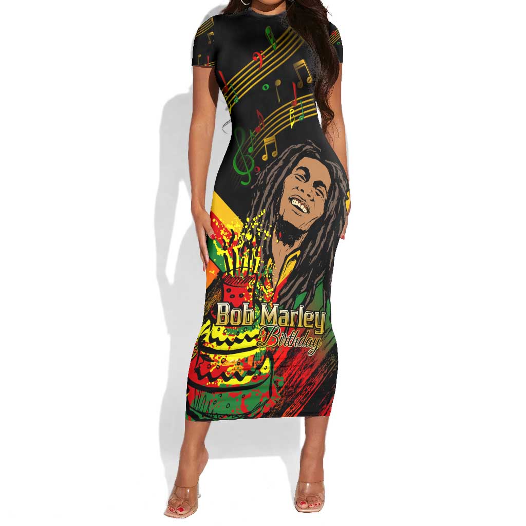 The Father of Reggae Short Sleeve Bodycon Dress - Legendary Birthday Tribute LT01
