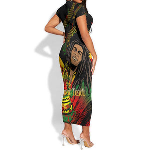 The Father of Reggae Short Sleeve Bodycon Dress - Legendary Birthday Tribute LT01