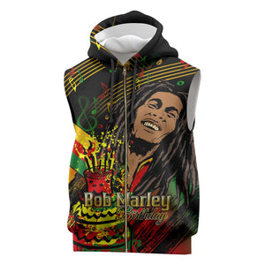The Father of Reggae Sleeveless Zip Hoodie - Legendary Birthday Tribute - African Pride