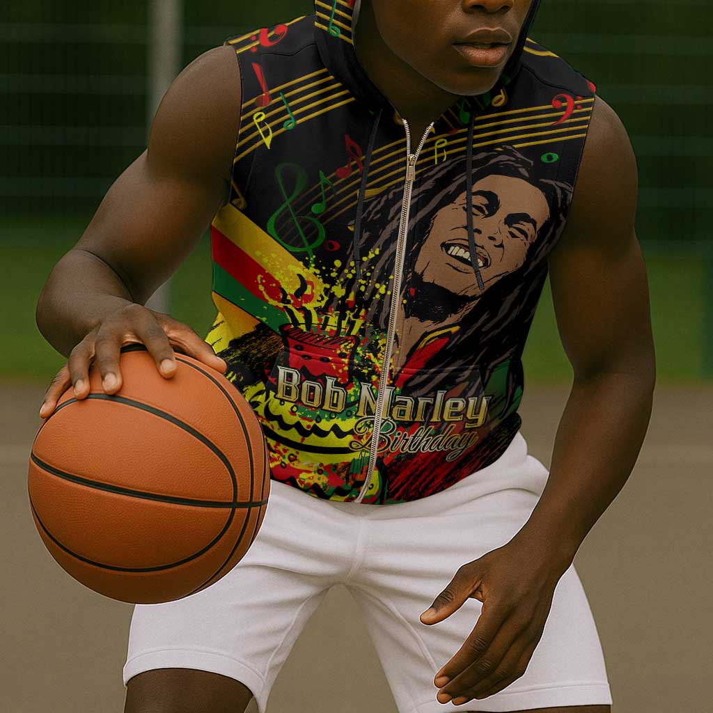 The Father of Reggae Sleeveless Zip Hoodie - Legendary Birthday Tribute - African Pride
