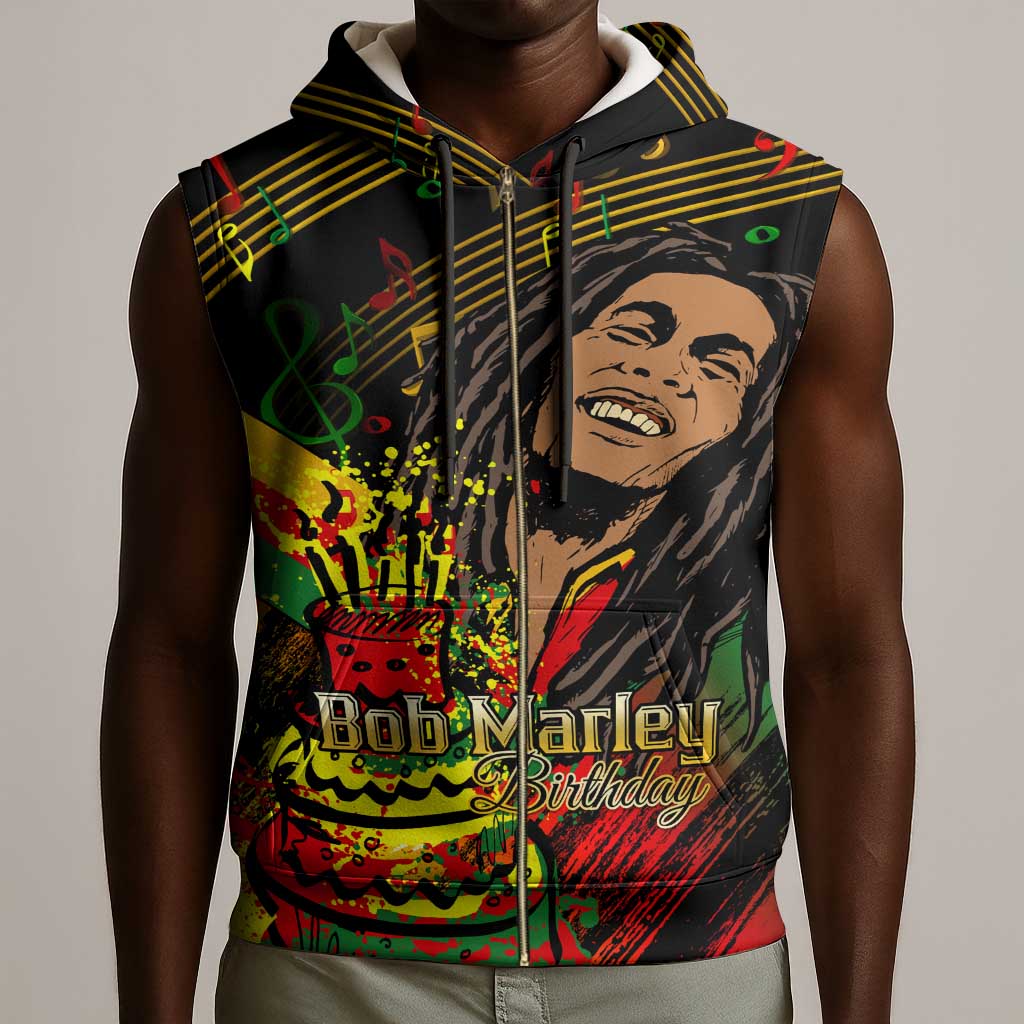 The Father of Reggae Sleeveless Zip Hoodie - Legendary Birthday Tribute - African Pride