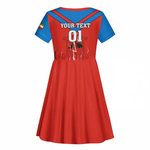 Support Nzalang Nacional - Equatorial Guinea Football Kid Short Sleeve Dress