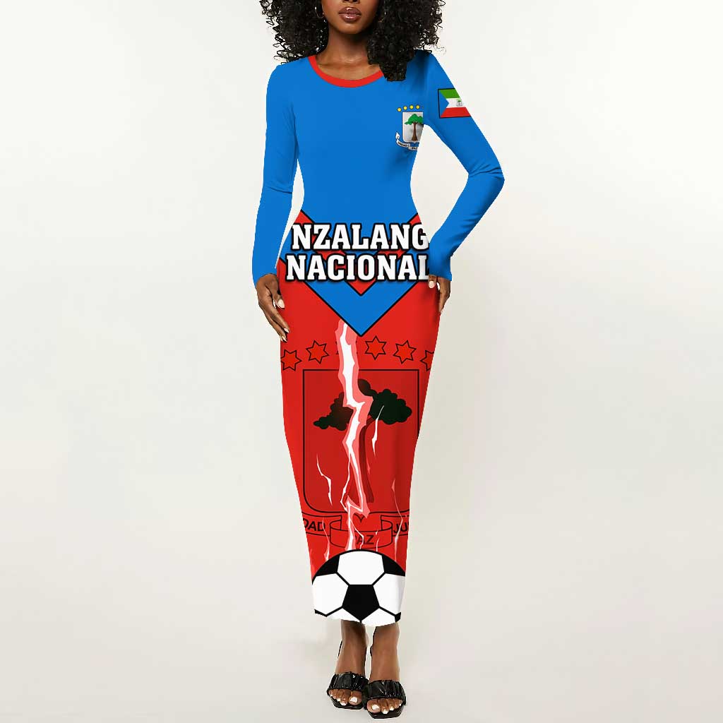 Support Nzalang Nacional - Equatorial Guinea Football Long Sleeve Bodycon Dress LT01