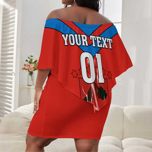 Support Nzalang Nacional - Equatorial Guinea Football Off Shoulder Short Dress LT01