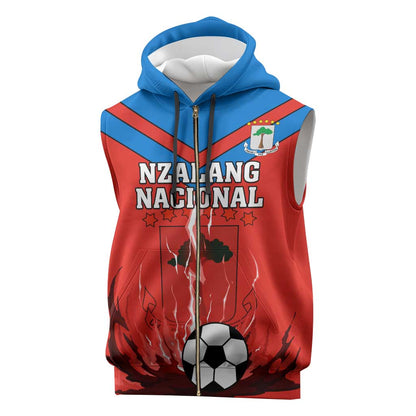 Support Nzalang Nacional - Equatorial Guinea Football Sleeveless Zip Hoodie - African Pride