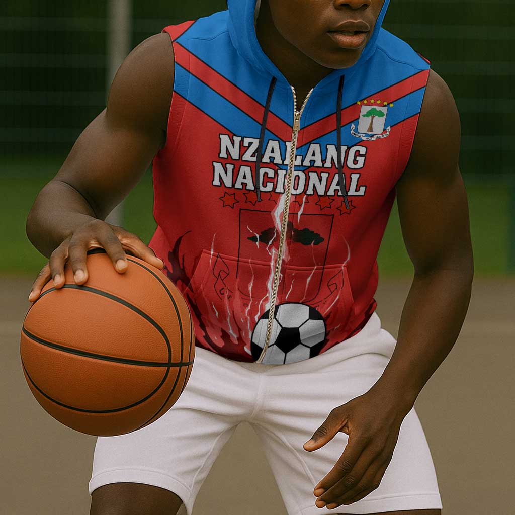 Support Nzalang Nacional - Equatorial Guinea Football Sleeveless Zip Hoodie - African Pride