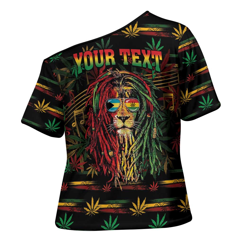 Personalized The Bahamas One Love Reggae Lion Cross Shoulder Shirt Caribbean Reggae Spirit