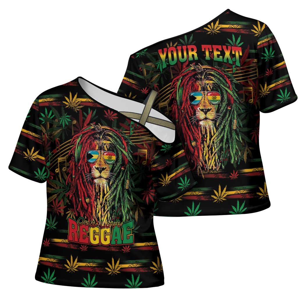Personalized The Bahamas One Love Reggae Lion Cross Shoulder Shirt Caribbean Reggae Spirit