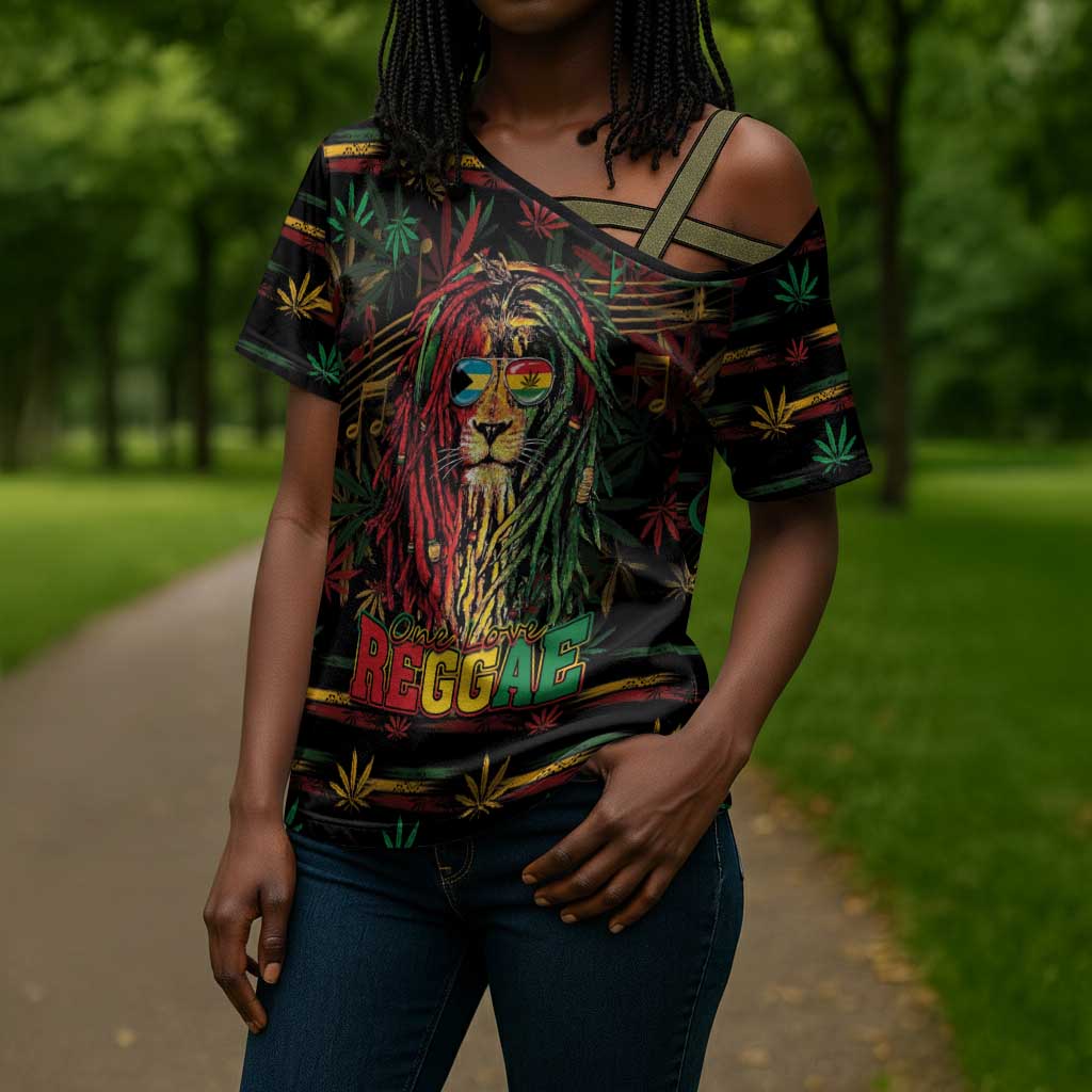 Personalized The Bahamas One Love Reggae Lion Cross Shoulder Shirt Caribbean Reggae Spirit