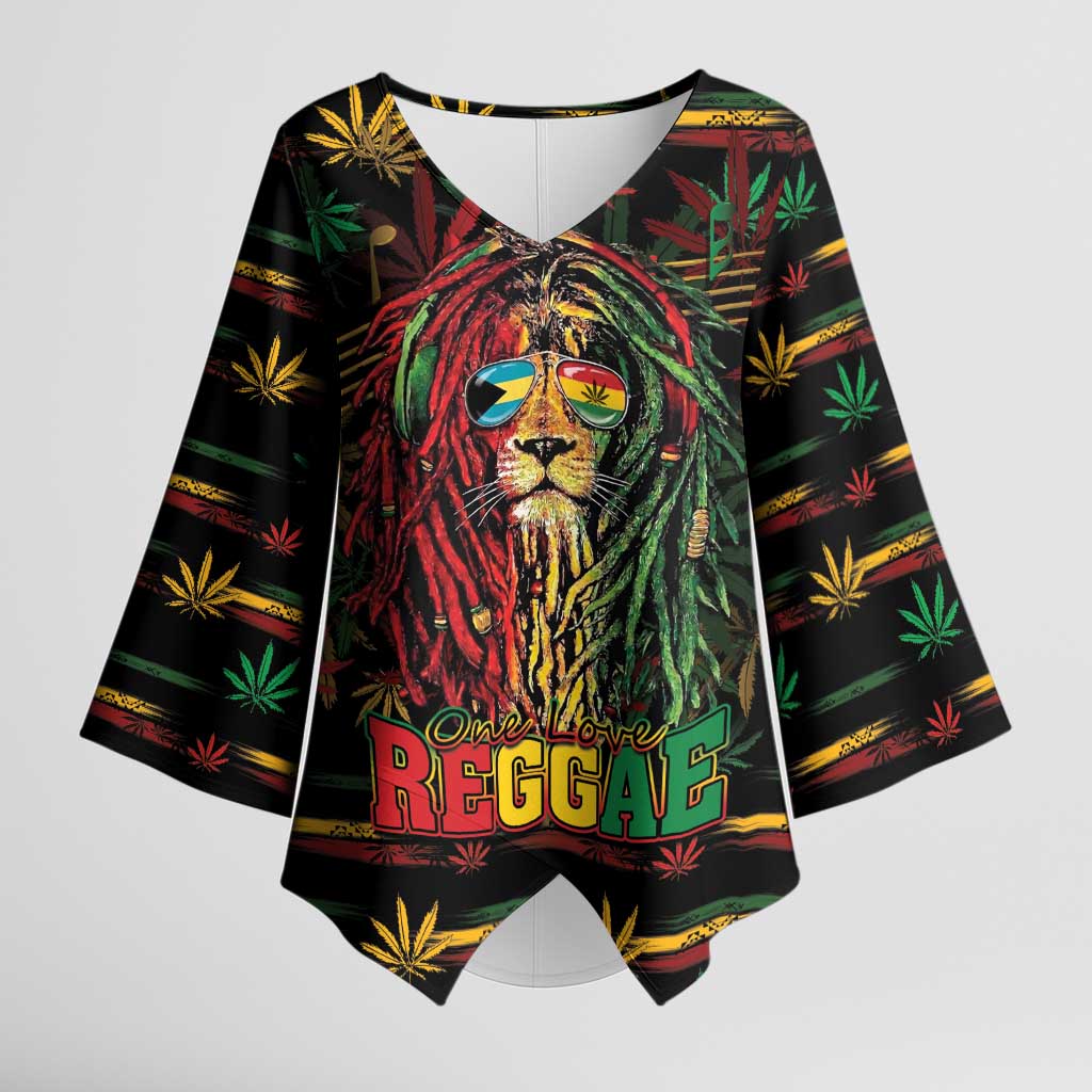 Personalized The Bahamas One Love Reggae Lion Kimono Sleeve Blouse Caribbean Reggae Spirit