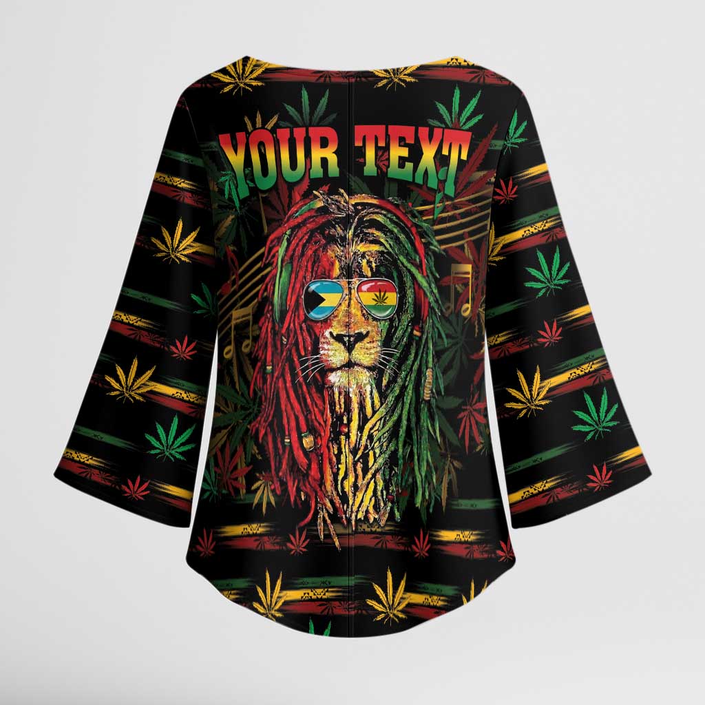 Personalized The Bahamas One Love Reggae Lion Kimono Sleeve Blouse Caribbean Reggae Spirit