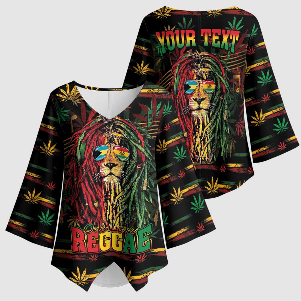 Personalized The Bahamas One Love Reggae Lion Kimono Sleeve Blouse Caribbean Reggae Spirit