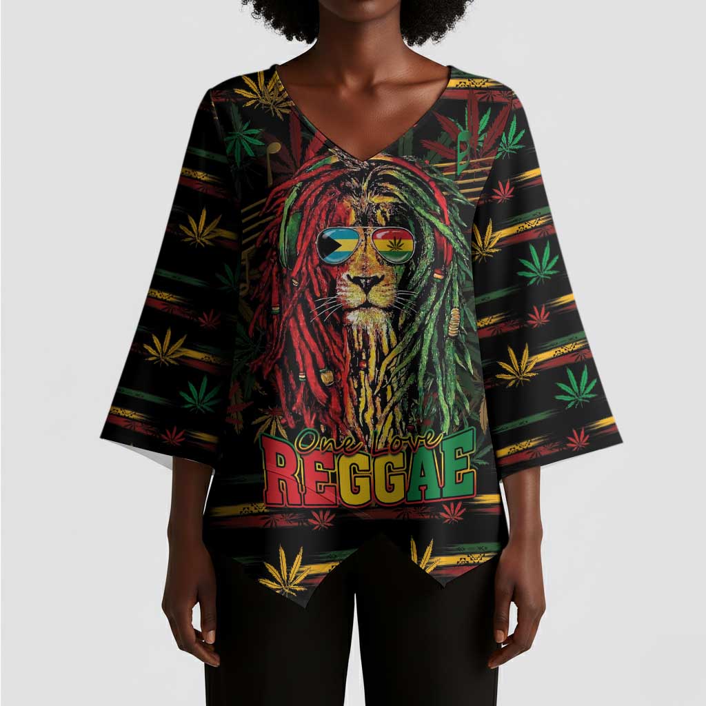 Personalized The Bahamas One Love Reggae Lion Kimono Sleeve Blouse Caribbean Reggae Spirit
