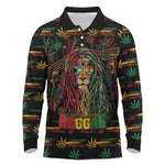 Personalized The Bahamas One Love Reggae Lion Long Sleeve Polo Shirt Caribbean Reggae Spirit