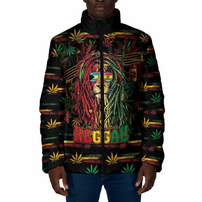 Personalized The Bahamas One Love Reggae Lion Padded Jacket Caribbean Reggae Spirit