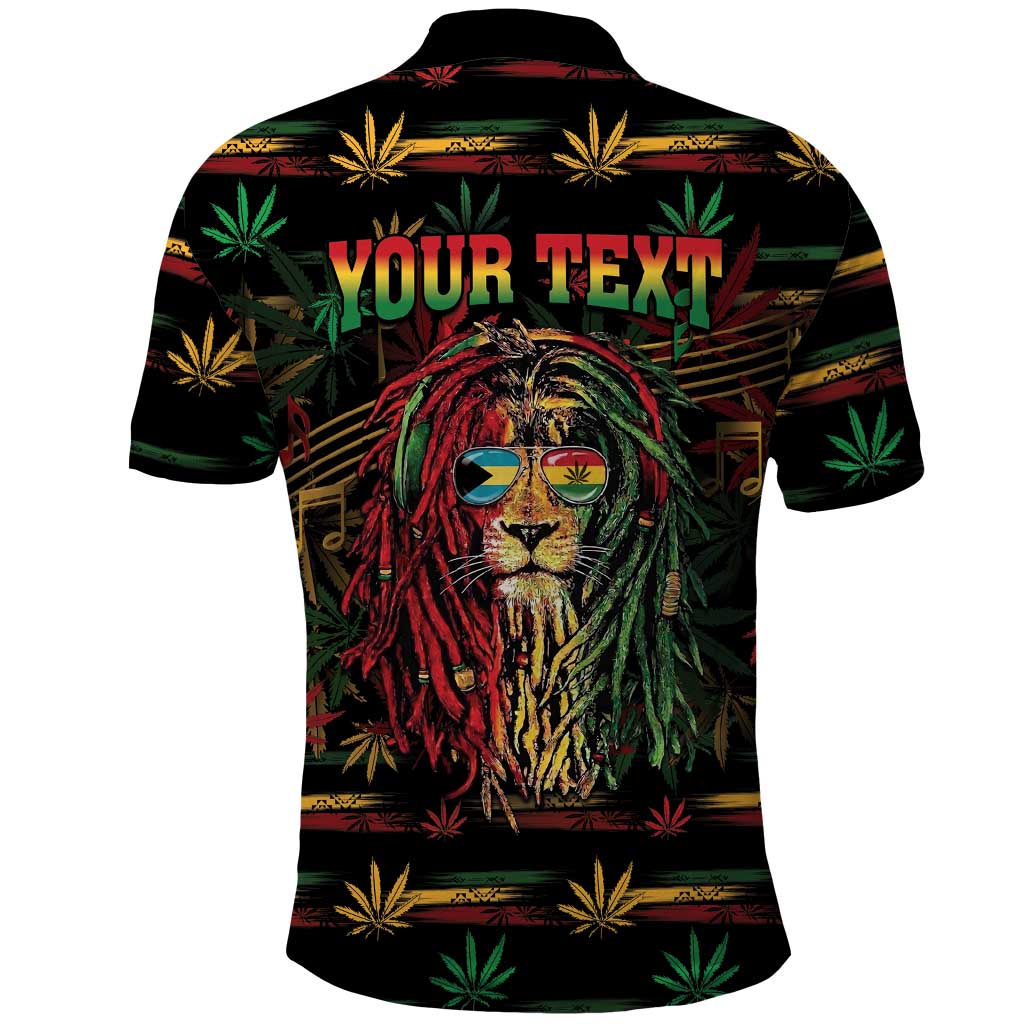 Personalized The Bahamas One Love Reggae Lion Polo Shirt Caribbean Reggae Spirit