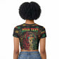 Personalized The Bahamas One Love Reggae Lion Raglan Cropped T shirt Caribbean Reggae Spirit