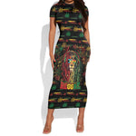 Personalized The Bahamas One Love Reggae Lion Short Sleeve Bodycon Dress Caribbean Reggae Spirit