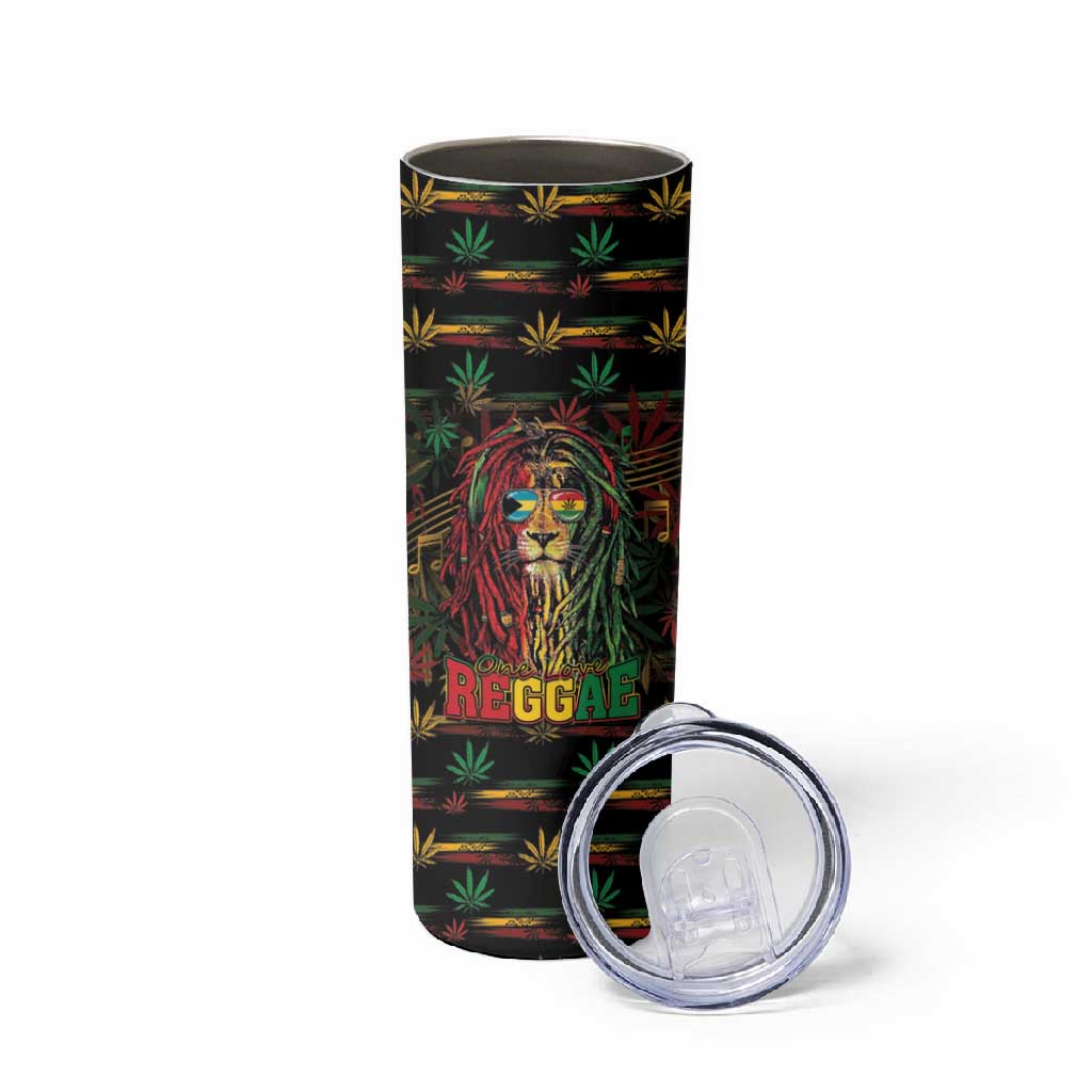 Personalized The Bahamas One Love Reggae Lion Skinny Tumbler Caribbean Reggae Spirit
