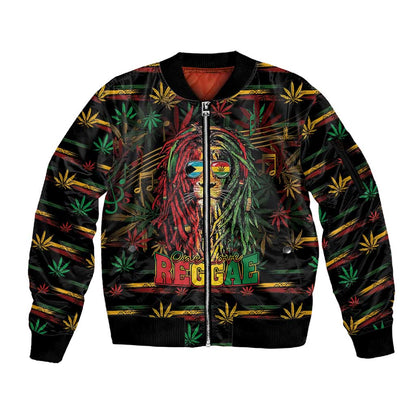 Personalized The Bahamas One Love Reggae Lion Sleeve Zip Bomber Jacket Caribbean Reggae Spirit