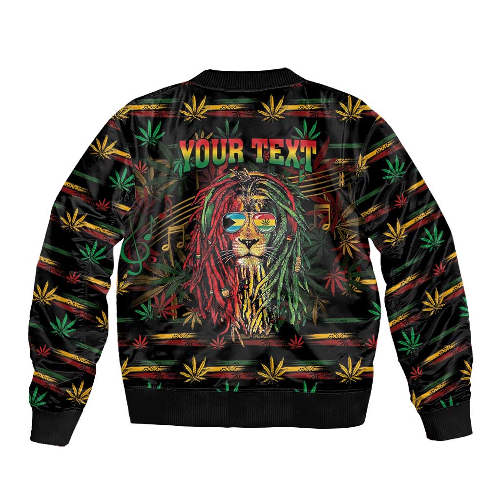 Personalized The Bahamas One Love Reggae Lion Sleeve Zip Bomber Jacket Caribbean Reggae Spirit