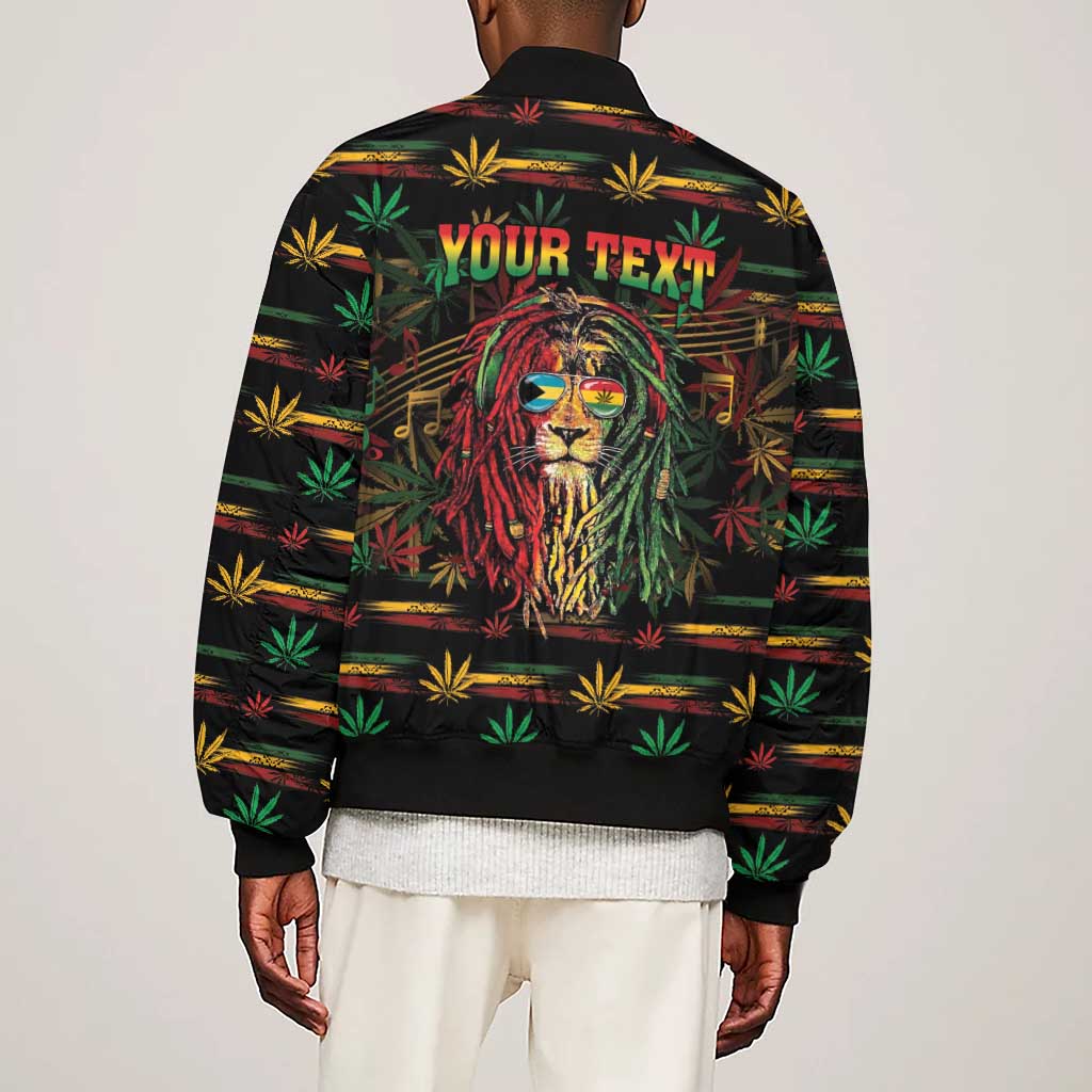Personalized The Bahamas One Love Reggae Lion Sleeve Zip Bomber Jacket Caribbean Reggae Spirit
