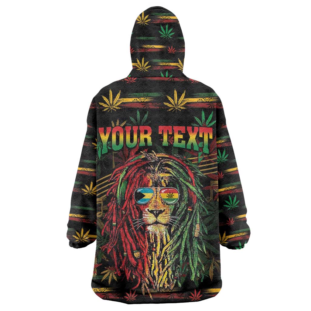 Personalized The Bahamas One Love Reggae Lion Wearable Blanket Hoodie Caribbean Reggae Spirit