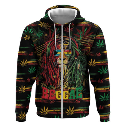 Personalized The Bahamas One Love Reggae Lion Zip Hoodie Caribbean Reggae Spirit