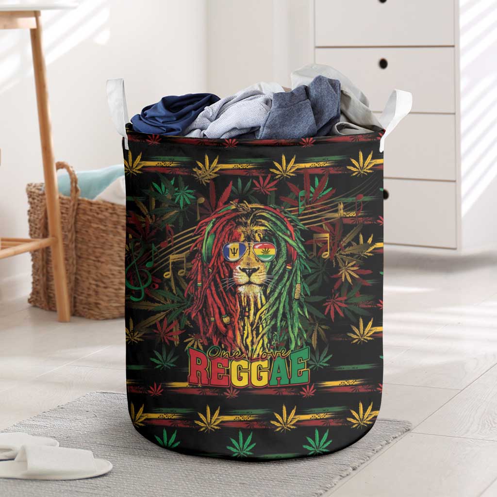 Barbados One Love Reggae Lion Laundry Basket Caribbean Reggae Spirit