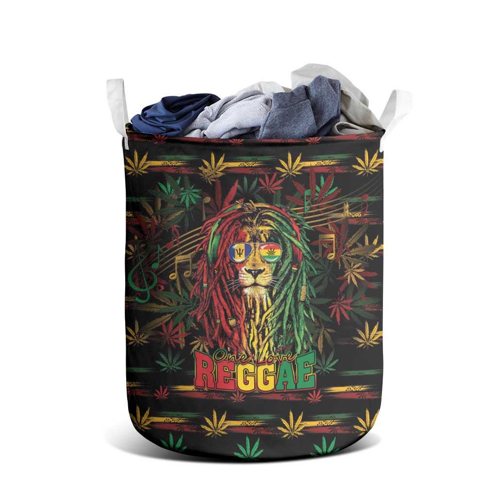 Barbados One Love Reggae Lion Laundry Basket Caribbean Reggae Spirit