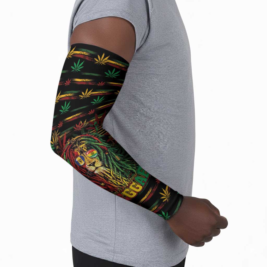 Personalized Barbados One Love Reggae Lion Arm Sleeves Caribbean Reggae Spirit