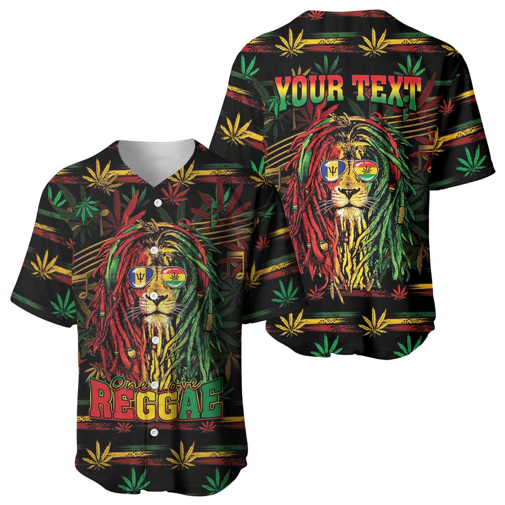 Personalized Barbados One Love Reggae Lion Baseball Jersey Caribbean Reggae Spirit