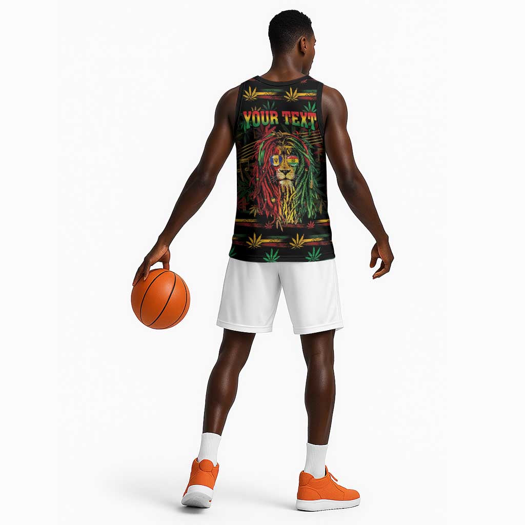Personalized Barbados One Love Reggae Lion Basketball Jersey Caribbean Reggae Spirit