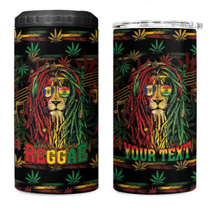 Personalized Barbados One Love Reggae Lion 4 in 1 Can Cooler Tumbler Caribbean Reggae Spirit
