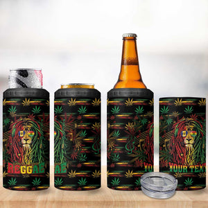 Personalized Barbados One Love Reggae Lion 4 in 1 Can Cooler Tumbler Caribbean Reggae Spirit