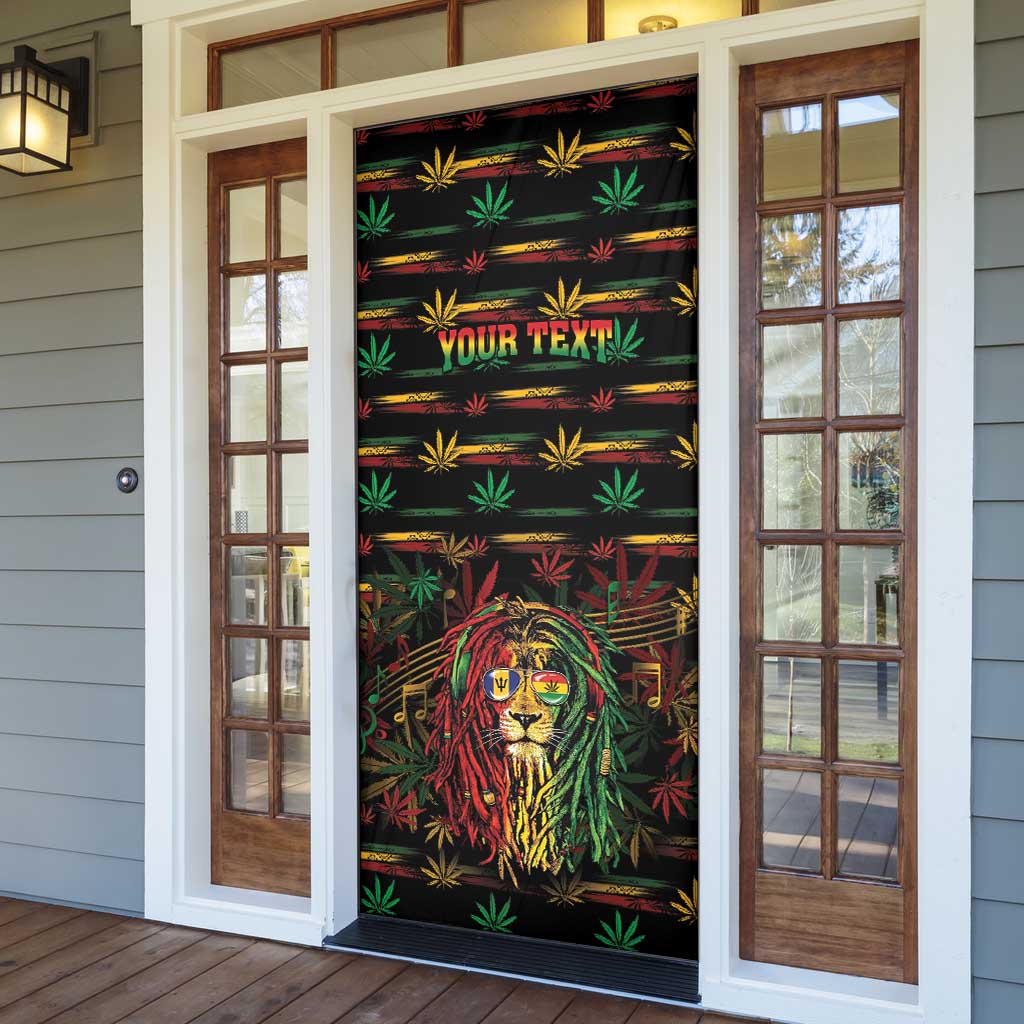 Personalized Barbados One Love Reggae Lion Door Cover Caribbean Reggae Spirit