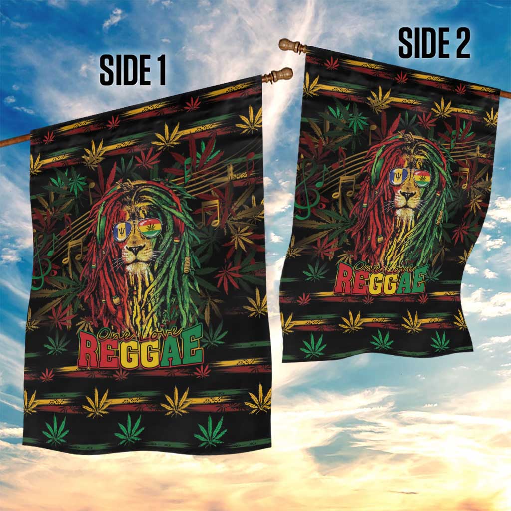 Barbados One Love Reggae Lion Garden Flag Caribbean Reggae Spirit