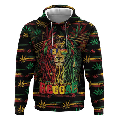 Personalized Barbados One Love Reggae Lion Hoodie Caribbean Reggae Spirit