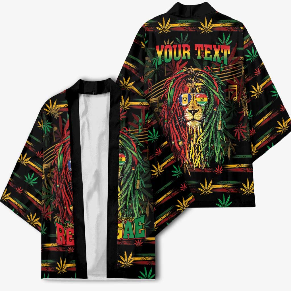 Personalized Barbados One Love Reggae Lion Kimono Caribbean Reggae Spirit