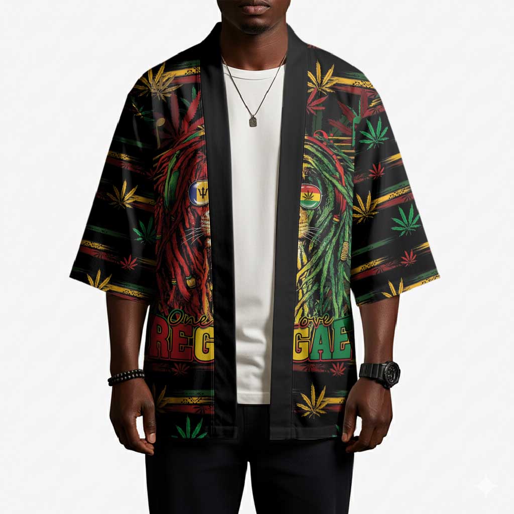 Personalized Barbados One Love Reggae Lion Kimono Caribbean Reggae Spirit