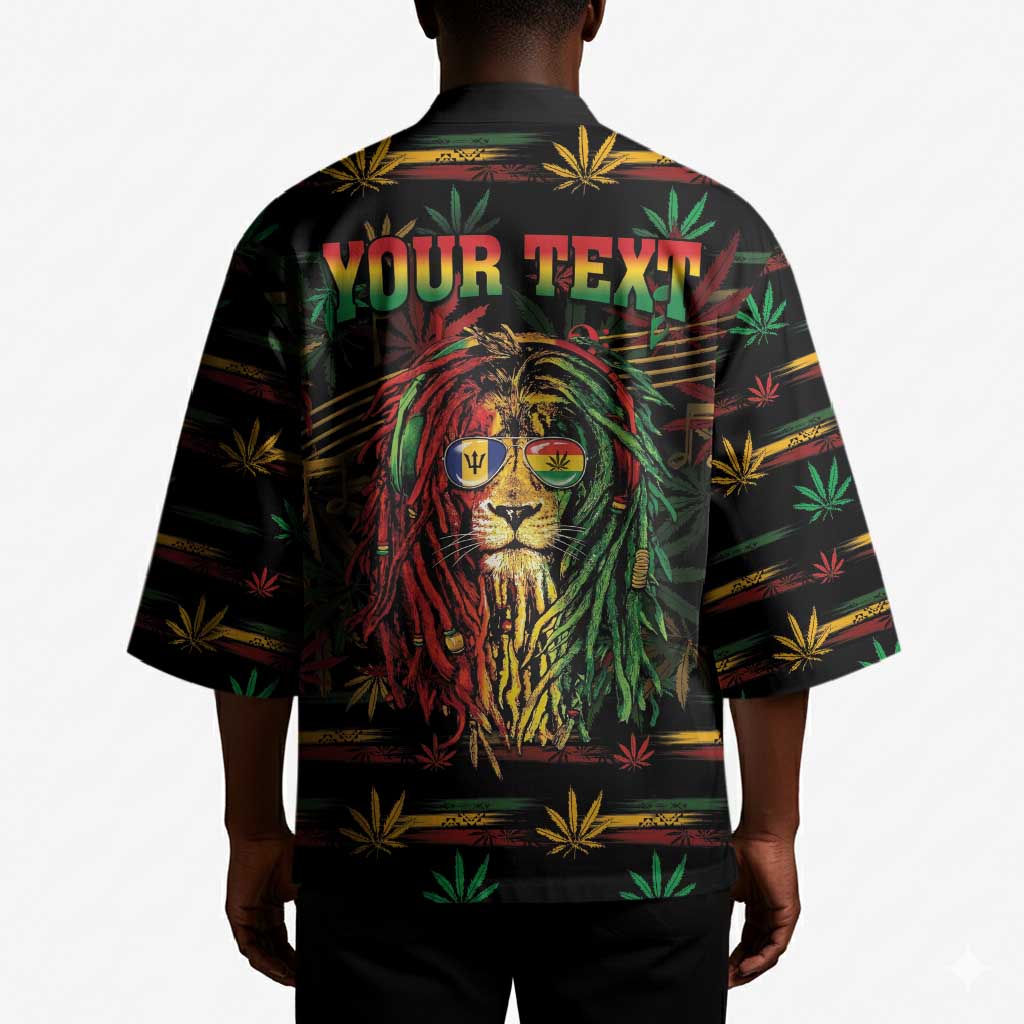 Personalized Barbados One Love Reggae Lion Kimono Caribbean Reggae Spirit