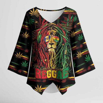 Personalized Barbados One Love Reggae Lion Kimono Sleeve Blouse Caribbean Reggae Spirit