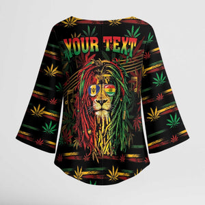 Personalized Barbados One Love Reggae Lion Kimono Sleeve Blouse Caribbean Reggae Spirit