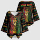 Personalized Barbados One Love Reggae Lion Kimono Sleeve Blouse Caribbean Reggae Spirit