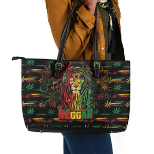 Barbados One Love Reggae Lion Leather Tote Bag Caribbean Reggae Spirit