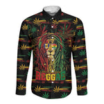 Personalized Barbados One Love Reggae Lion Long Sleeve Button Shirt Caribbean Reggae Spirit