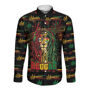 Personalized Barbados One Love Reggae Lion Long Sleeve Button Shirt Caribbean Reggae Spirit