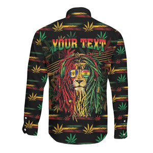 Personalized Barbados One Love Reggae Lion Long Sleeve Button Shirt Caribbean Reggae Spirit