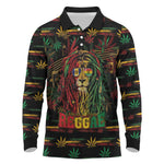 Personalized Barbados One Love Reggae Lion Long Sleeve Polo Shirt Caribbean Reggae Spirit