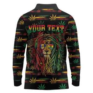 Personalized Barbados One Love Reggae Lion Long Sleeve Polo Shirt Caribbean Reggae Spirit